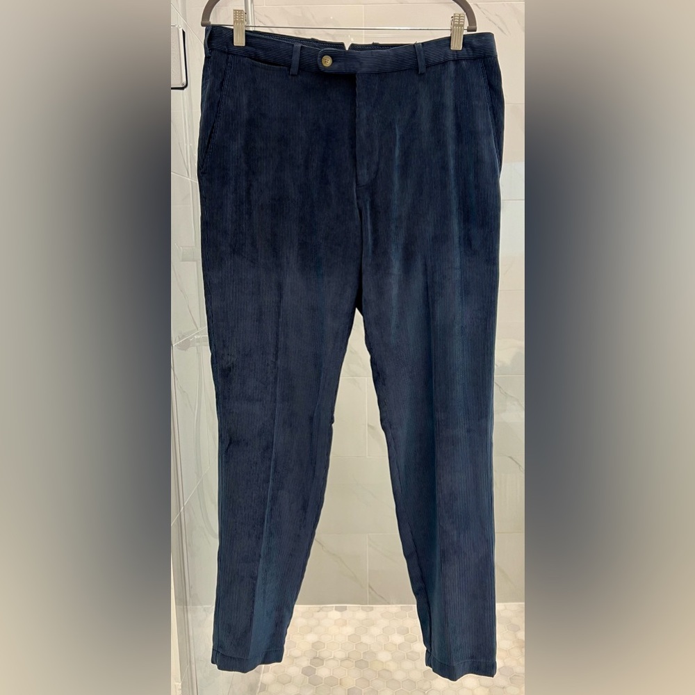 Men's Peter Millar Nanoluxe Navy Corduroy Pants